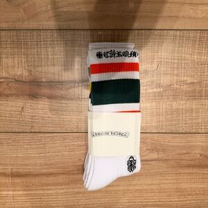 Chrome Hearts White and Dark Green Casual Socks